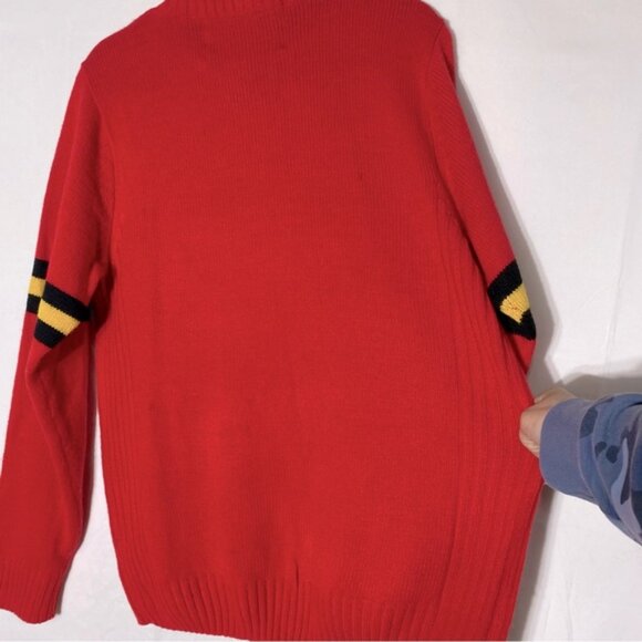 Vintage NHL Red Yellow Black Mock Neck Knit Calgary Flames Pullover Sweater M - Picture 13 of 16